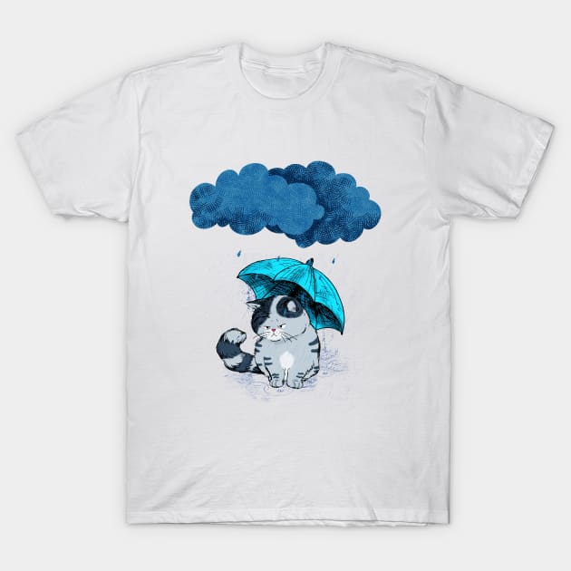 rain cat T-Shirt by derrickcrack